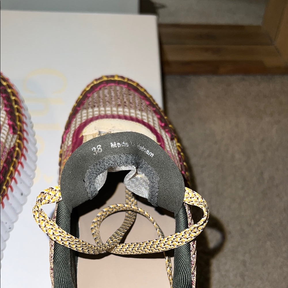 CHLOE NAMA MULTICOLOR COFFEE BROWN WOVEN PLATFORM SNEAKERS IN SIZE 38 EU - Picture 11 of 17
